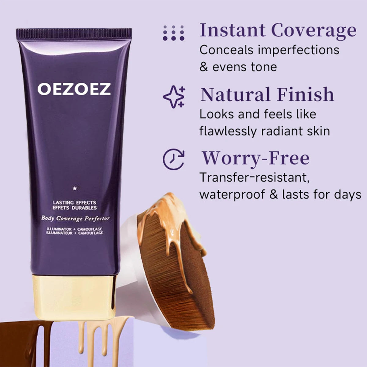 Body Coverage Perfector+ Buffer Brush - Flawless Body Makeup, Concealer for Scars, Spots, Veins, Tattoos and More Blend Cosmetic